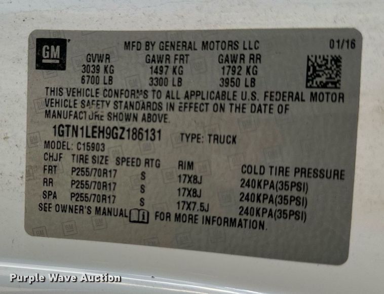 image for item EJ7206 2016 GMC Sierra 1500 pickup truck