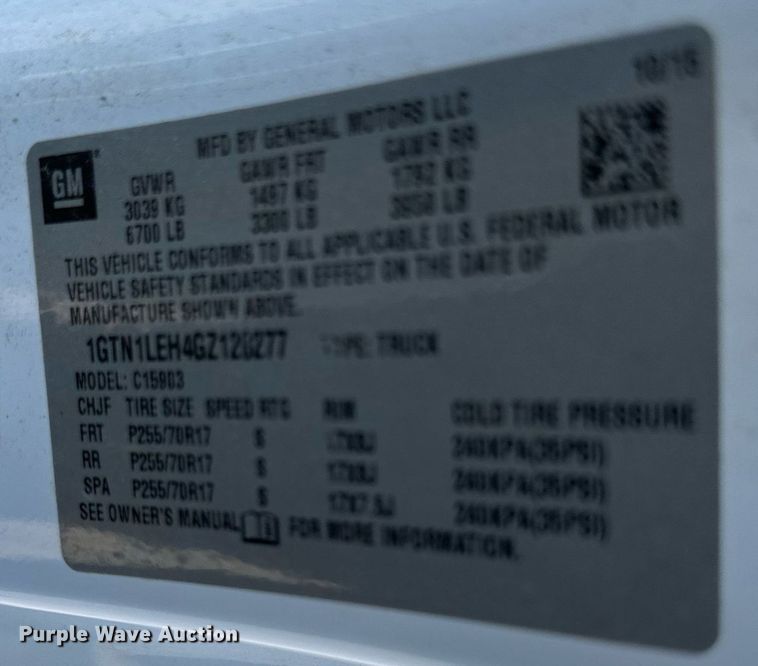 image for item EJ7207 2016 GMC Sierra 1500 pickup truck