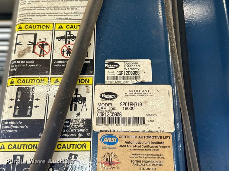 image for item EJ7219 Rotary SP018N310 two post automotive lift