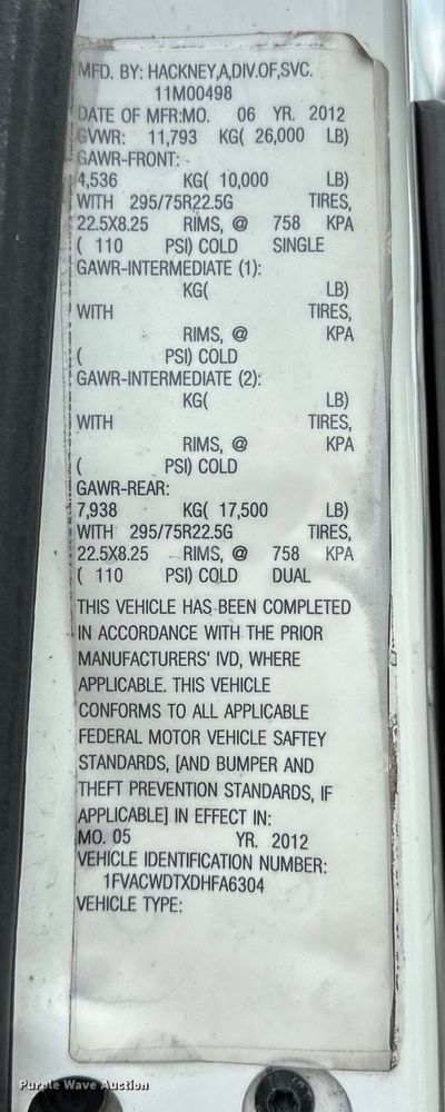 image for item EJ8868 2013 Freightliner  M2 delivery truck