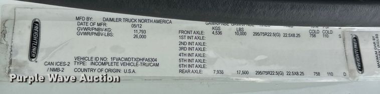 image for item EJ8868 2013 Freightliner  M2 delivery truck