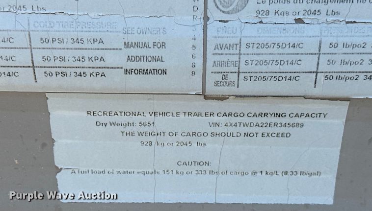 image for item EJ8905 2014 Wildwood   Forrest River X-Lite camper