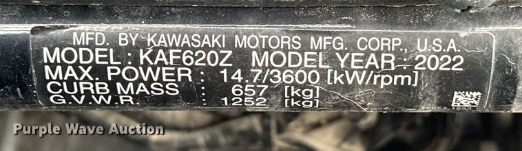 image for item EJ8907 2022 Kawasaki  Mule 4010 utility vehicle