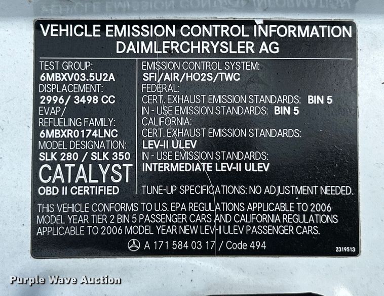image for item EK3029 2006 Mercedes Benz  SLK280 