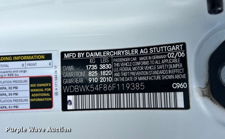 image for item EK3029 2006 Mercedes Benz  SLK280 