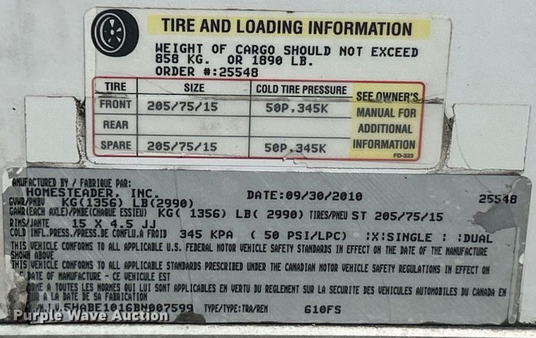 image for item EK3214 2011 Homesteader 610FS enclosed cargo trailer