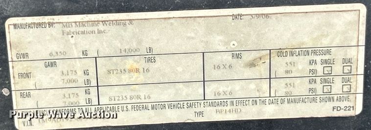 image for item EK3218 2006 Baker Built RP14HD dump trailer