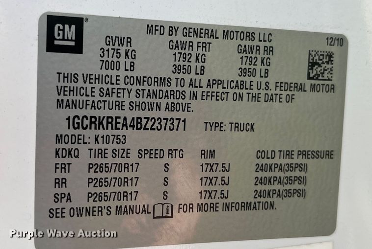 image for item EK8931 2011 Chevrolet  Silverado 1500 Ext. Cab pickup truck
