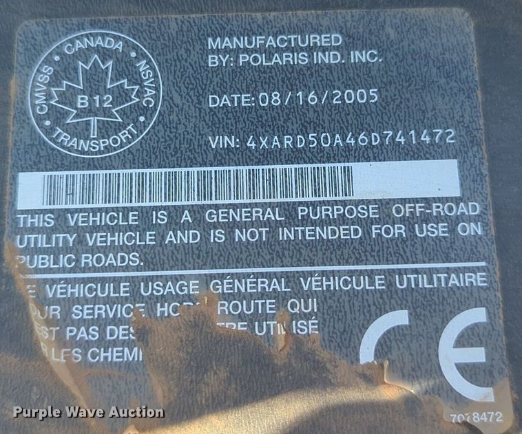 image for item EQ2028 2006 Polaris Ranger utility vehicle