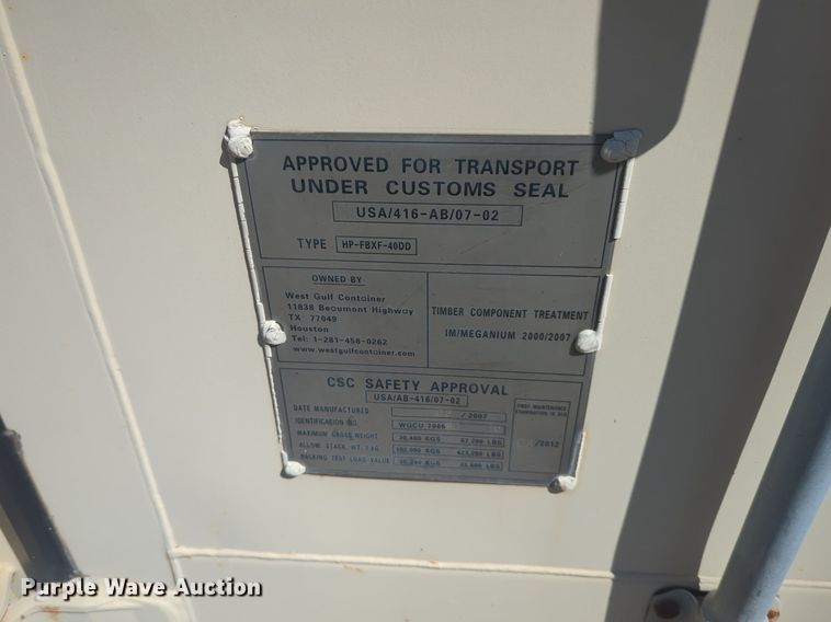 image for item EQ2031 2007 West Gulf Container HP-FBXF-40DD storage container
