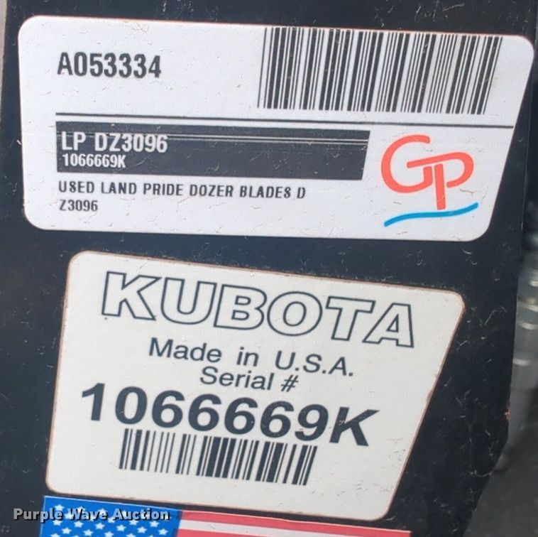 image for item EQ2036 Kubota DZ3096 skid steer dozer blade