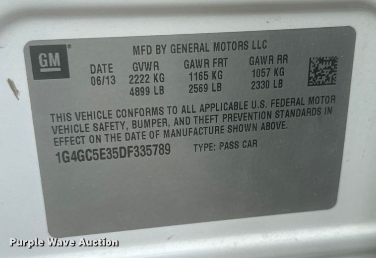 image for item MV9040 2013 Buick Lacrosse 