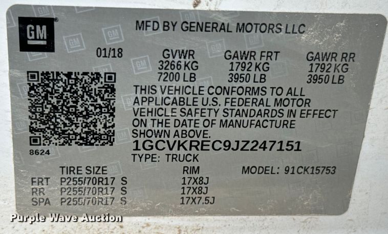 image for item ND9335 2018 Chevrolet Silverado 1500 Double Cab pickup truck