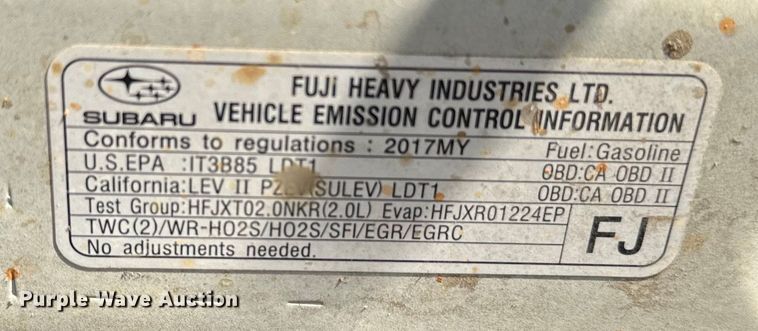 image for item NQ9729 2017 Subaru  Crosstrek  SUV