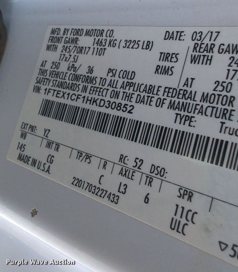 image for item NW9737 2017 Ford F150 SuperCab pickup truck