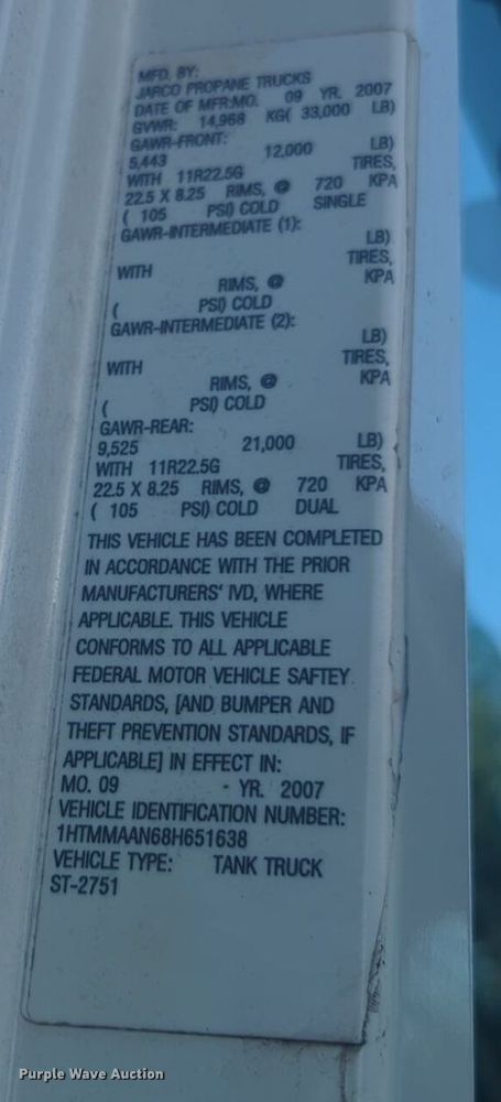 image for item NW9747 2008 International  Durastar  4300 tank truck