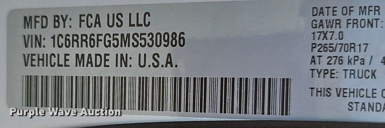 image for item NX9039 2021 Ram 1500 Classic Quad Cab pickup truck