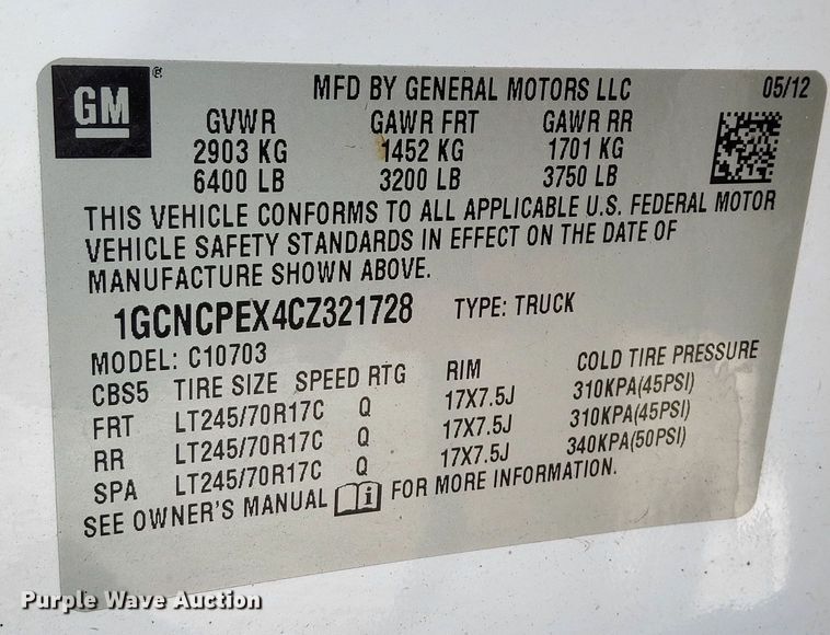 image for item OG9604 2012 Chevrolet  Silverado 1500 pickup truck