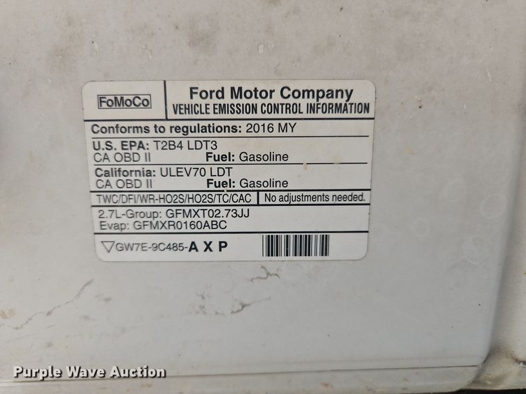 image for item OK9979 2016 Ford  F150 XLT SuperCrew pickup truck