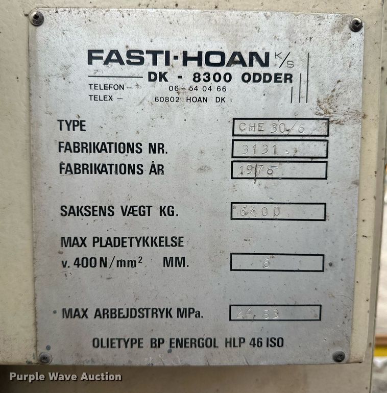 image for item OM9628 1978 Fasti-Hoan CHE 30/6 metal shear