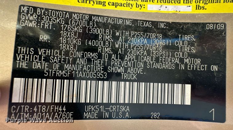 image for item OM9660 2010 Toyota Tundra Double Cab pickup truck