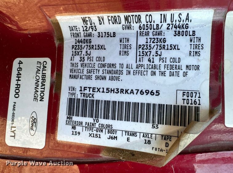 image for item OM9663 1994 Ford F150 SuperCab pickup truck