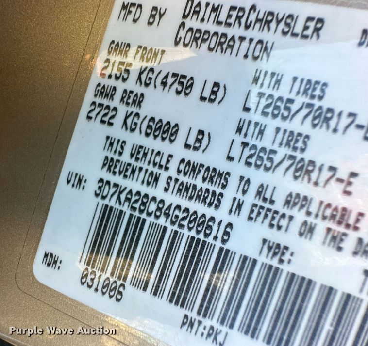 image for item OM9665 2004 Dodge Ram 2500 Quad Cab pickup truck