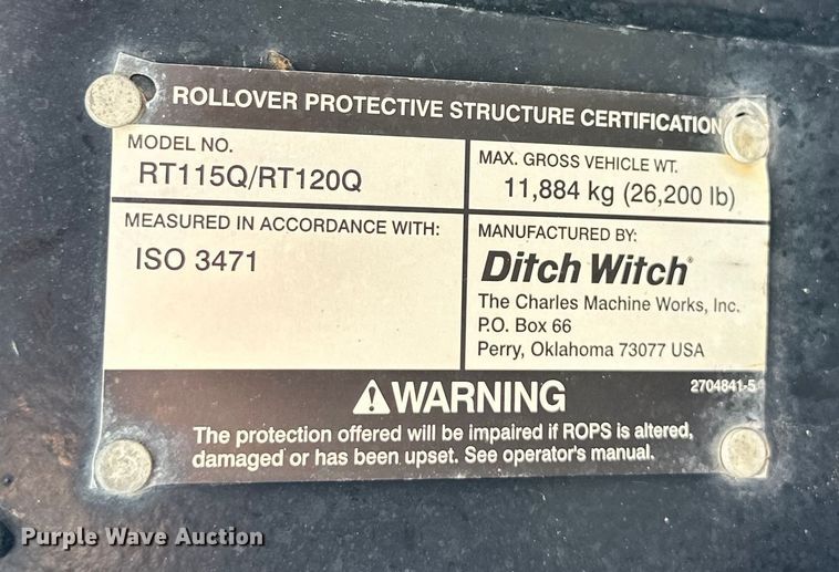 image for item DG4492 2014 Ditch Witch RT120 Quad vibratory cable plow