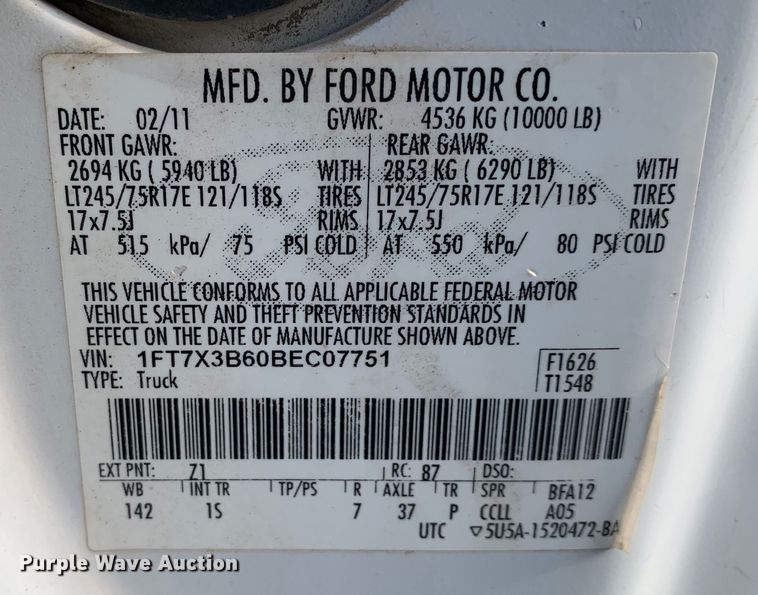 image for item DM1775 2011 Ford F350 Super Duty XL SuperCab pickup truck