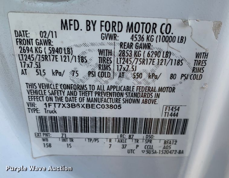 image for item DM1776 2011 Ford  F350 Super Duty XL SuperCab pickup truck