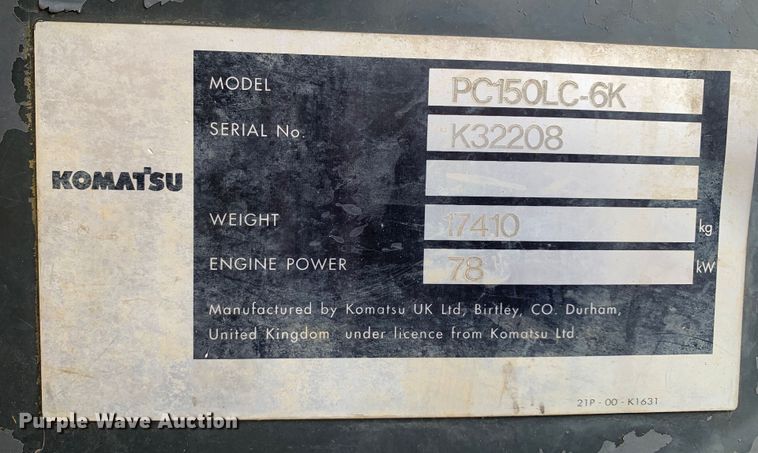 image for item DM7954 2000 Komatsu PC150LC-6K excavator