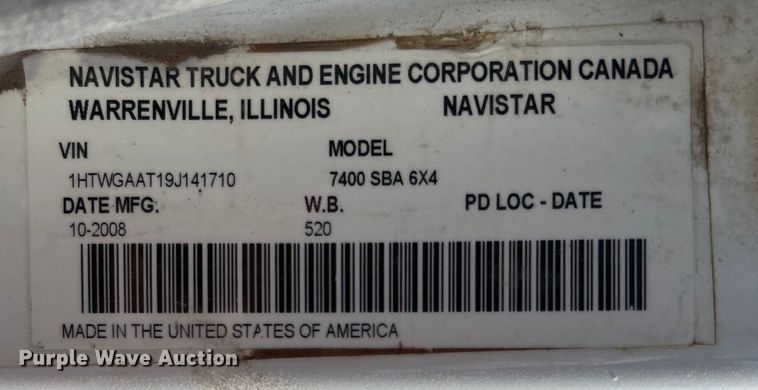 image for item DO1096 2009 International WorkStar 7400 water truck