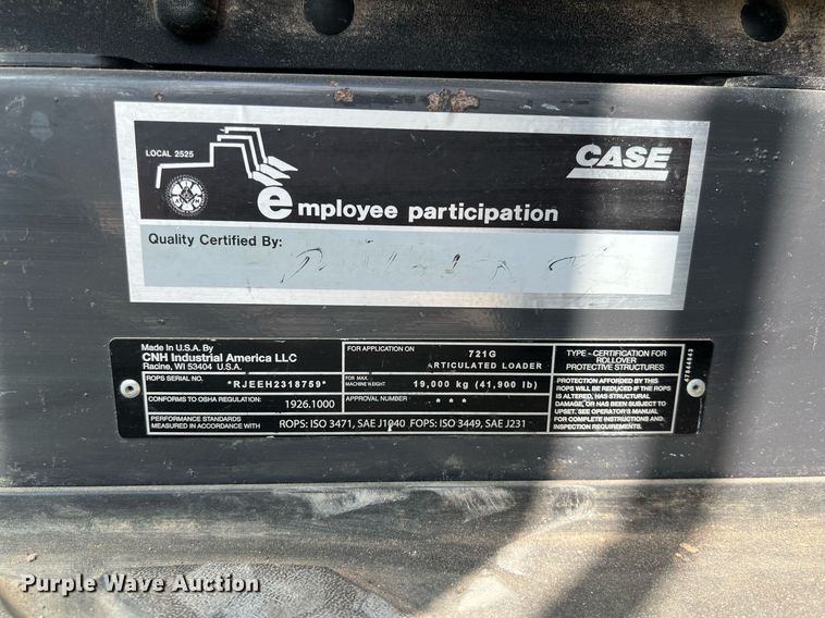 image for item DO2486 2017 Case 721G wheel loader