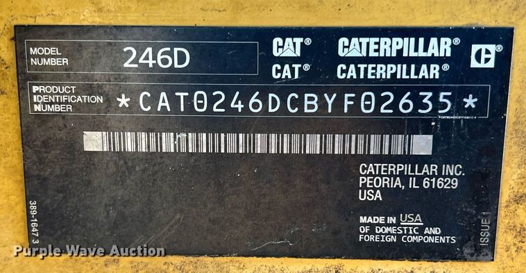 image for item DO2488 2016 Caterpillar 246D skid steer loader