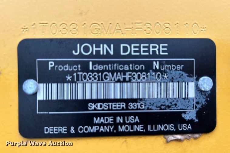 image for item DO7456 2017 John Deere 331G tracked skid steer loader