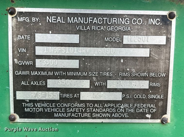 image for item DP6669 1998 Neal HT250T Asphalt Tack melter applicator trailer