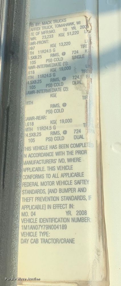 image for item DP8772 2009 Mack CHU613 dump truck