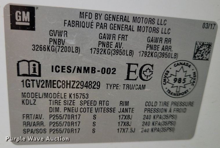 image for item DR4385 2017 GMC Sierra 1500 SL Double Cab pickup truck