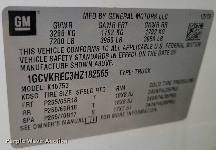 image for item DR4396 2017 Chevrolet  Silverado 1500 Double Cab pickup truck