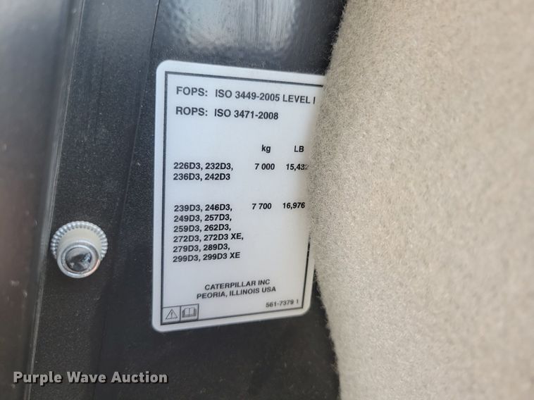 image for item DR4445 2019 Caterpillar 289D3 tracked skid steer loader