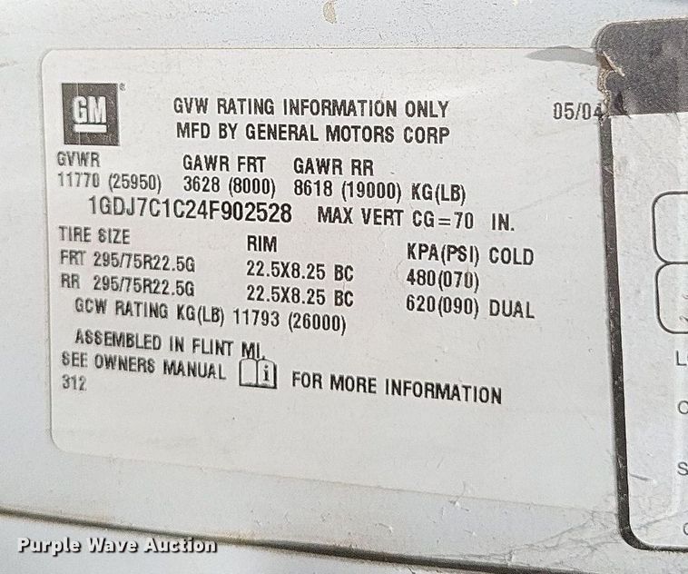 image for item DR4934 2004 GMC C7500 dump truck