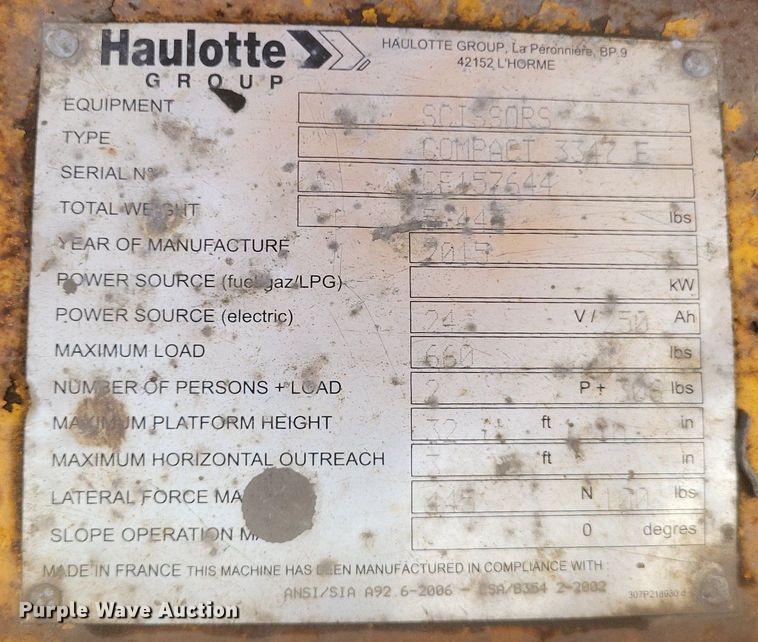 image for item DR4963 Haulotte Compact 3347E scissor lift