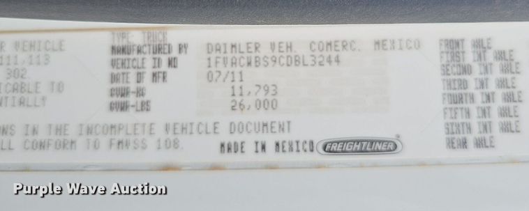 image for item DS4702 2012 Freightliner Business Class M2 crane truck