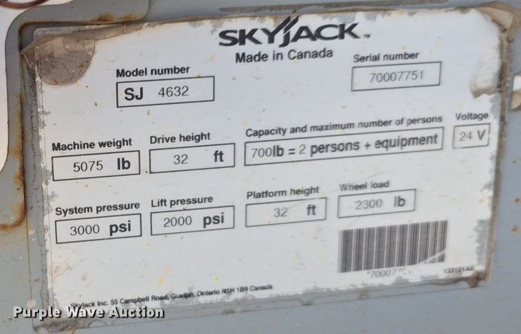 image for item DS4769 2011 SkyJack SJIII-4632 scissor lift