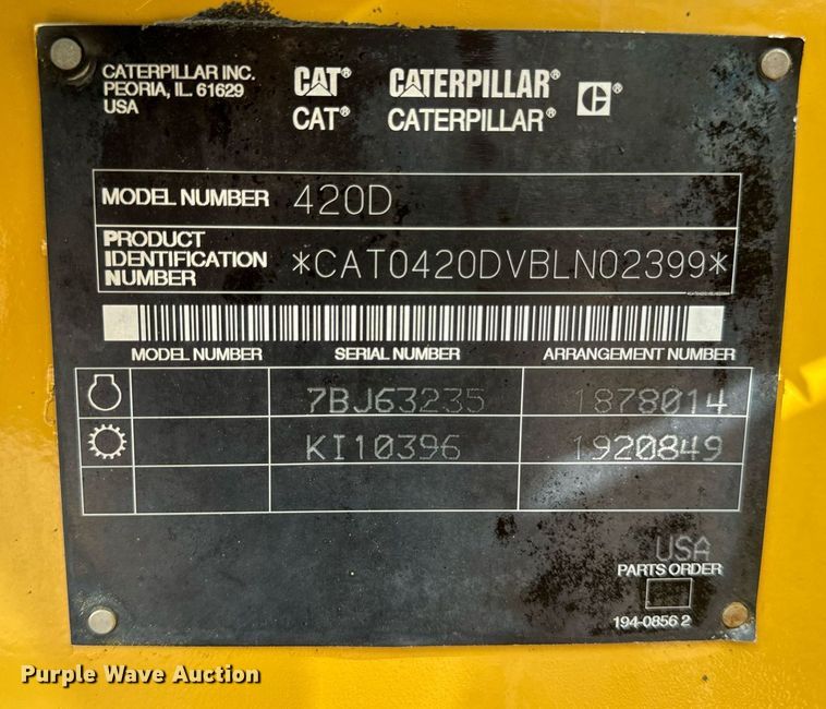 image for item DW2254 2002 Caterpillar 420D backhoe