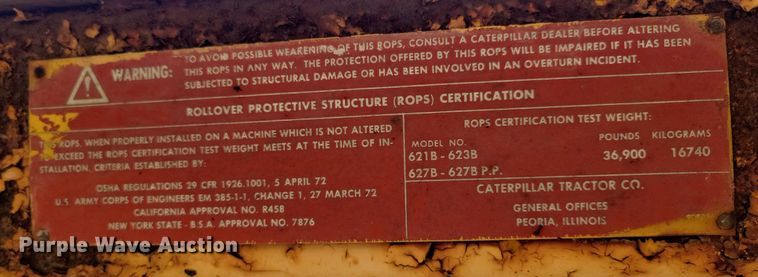 image for item DW2271 1978 Caterpillar 621B conventional scraper 