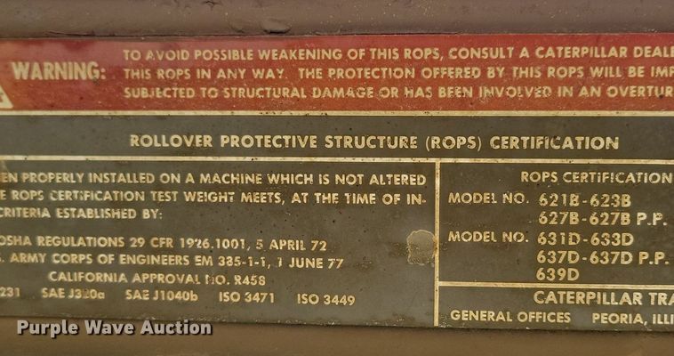 image for item DW2274 1984 Caterpillar 627B conventional scraper 