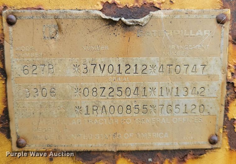 image for item DW2274 1984 Caterpillar 627B conventional scraper 