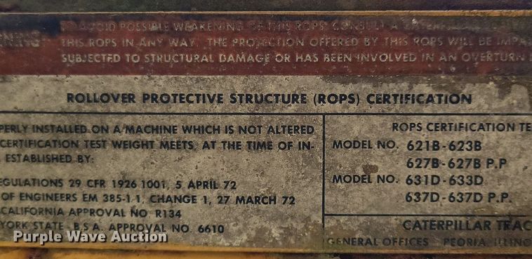 image for item DW2275 1976 Caterpillar 627B conventional scraper 