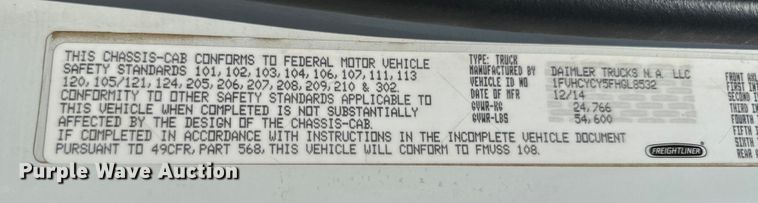 image for item DX1029 2015 Freightliner Business Class M2 bucket truck